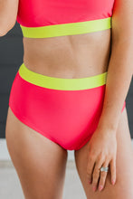 Load image into Gallery viewer, Sandy Shores High Rise Swim Bottoms Mack &amp; Mal- Watermelon/Neon Yellow