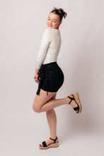 Load image into Gallery viewer, Bentli High Rise Side Tie Denim Skort in Black