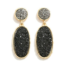 Load image into Gallery viewer, Metal Backed Druzy Cluster Drop Earrings With Druzy Stud Posts