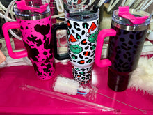 Load image into Gallery viewer, Hot Pink Cow 40oz Tumbler with Handle