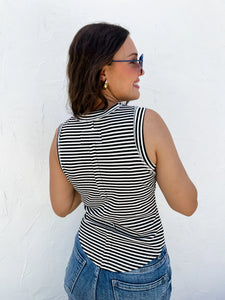 Bianca Basic Stripe Ribbed Tank by Blakeley (Brown L/XL)