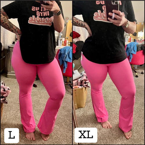 Talon Suck & Tuck Black Flare Leggings by WLM Pink (L & XL Only)