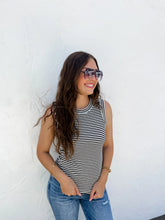 Load image into Gallery viewer, Bianca Basic Stripe Ribbed Tank by Blakeley (Brown L/XL)