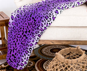 Leopard Purple Soft Plush Warm Cozy Throw Flannel Blanket