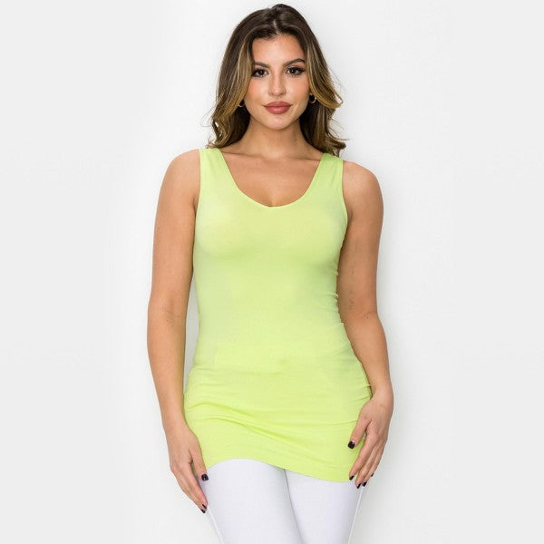 Regular Seamless Reversible LONG Cami Tank (Size 0-14) ONLY Lemon left