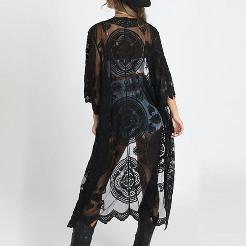 Boho Lace Kimono - Black