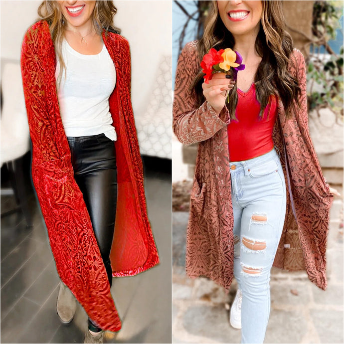 Mabel Mesh & Velvet Duster Cardigan by WLM (L/XL)