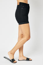 Load image into Gallery viewer, Black Tummy Control Cuff High Waist Judy Blue Shorts