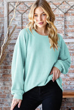 Load image into Gallery viewer, Ribbed Pullover Crewneck Top Mint