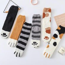 Load image into Gallery viewer, Paw Print Fuzzy Soft Socks