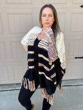 Load image into Gallery viewer, Stripe Ruana with Tassels