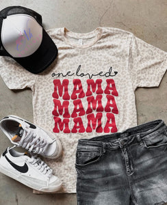 One Loved Mama Leopard Print Graphic T-Shirt