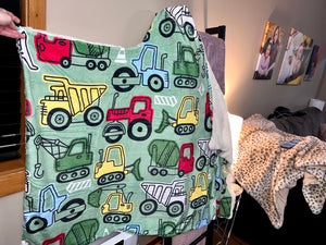 Kids Hooded Blanket - Trucks & Tractors