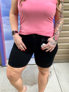 Black Tummy Control Cuff High Waist Judy Blue Shorts