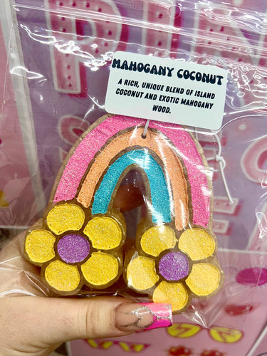 Car Freshie - Daisy Rainbow (Mahogany Coconut)