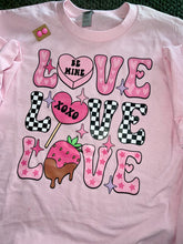 Load image into Gallery viewer, LOVE Valentine’s DTF T-Shirt XL w/earrings