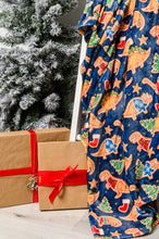 Load image into Gallery viewer, Holiday Fleece Blanket in Dino Cookie