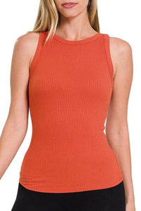 Soft Ribbed Tight Crew Neck Tank Top (Options)