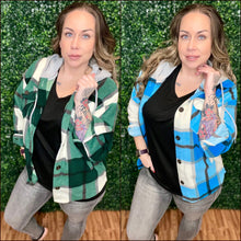 Load image into Gallery viewer, Plaid Drawstring Hooded Fleece Shacket