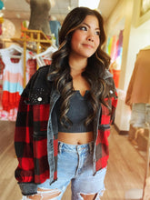 Load image into Gallery viewer, PREORDER Layla Buffalo Plaid Cord Sequin Acid Wash Shacket
