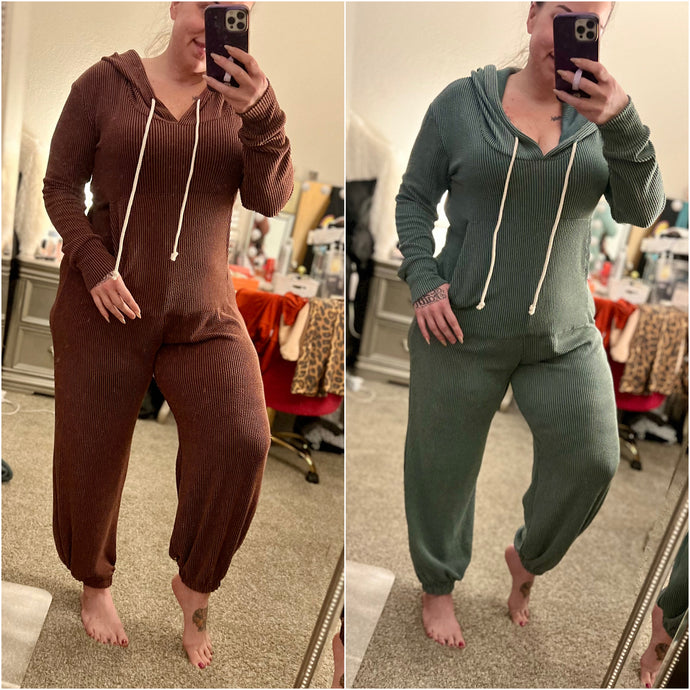 Ribbed Hayden Hoodie Jumpsuit by Blakeley (L/XL)