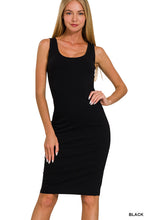 Load image into Gallery viewer, Sleeveless Black Midi Dress- Premium Cotton