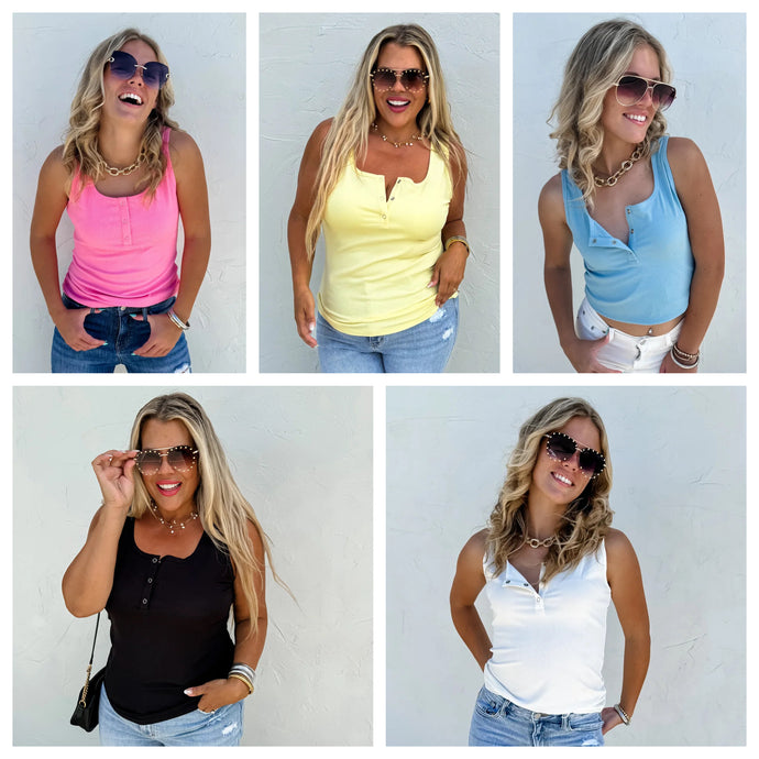 PREorder Brandee Snap Henley Tank by Blakeley CLOSES 4/3