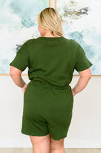 Load image into Gallery viewer, Short Sleeve V-Neck Romper in Army Green