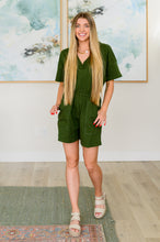 Load image into Gallery viewer, Short Sleeve V-Neck Romper in Army Green