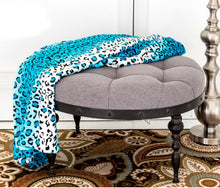 Load image into Gallery viewer, Leopard Turquoise Soft Plush Warm Cozy Bed Throw Blanket