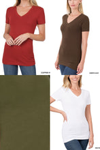 Load image into Gallery viewer, Basic Cotton Vneck Short Sleeve Tee (Options)