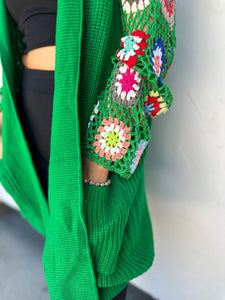 Blakeley Boho Crochet Sleeve Cardigan ORANGE