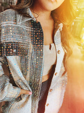Load image into Gallery viewer, Mika Mocha Sequin Plaid Shacket