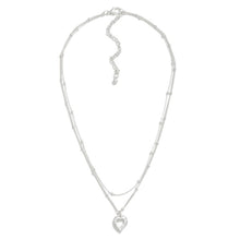Load image into Gallery viewer, Layered Chain Link Necklace With Heart Pendant Silver