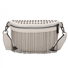 Load image into Gallery viewer, Studded Faux Leather Crossbody Sling with tassels White